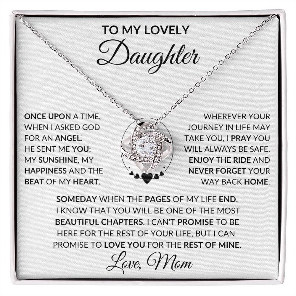 Daughter-Once Upon A Time- Gift From Mom, Love Knot Necklace- Birthday, Christmas Gift 50% OFF
