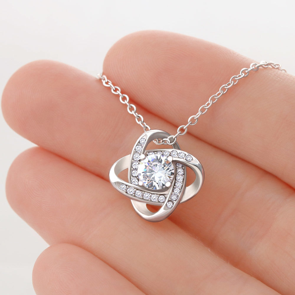 Personalized Beautiful Daughter, Keep Me In Your Heart Love Knot Necklace Gift Set