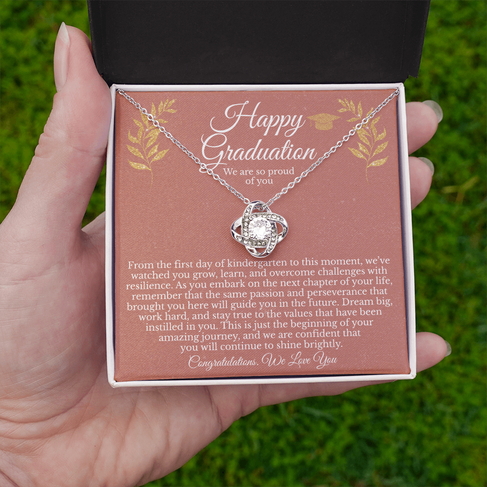 Happy Graduation Gift for Her – Love Knot Necklace With Heartfelt Message Card