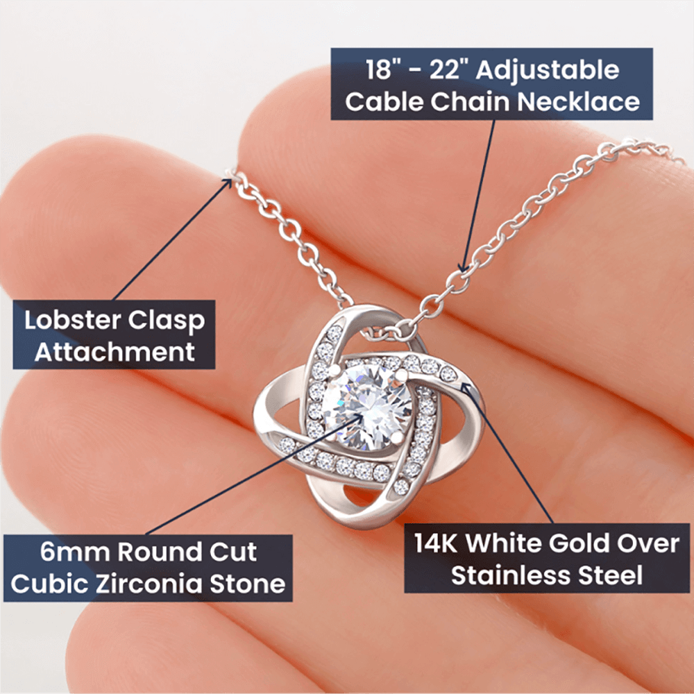 Personalized Daughter - Proud Old Lion - Love Knot Necklace