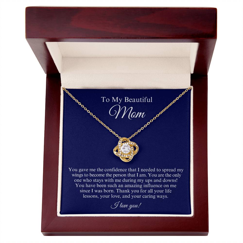 Beautiful Mom, Amazing Influence, Love Knot Necklace Gift Set, Mother's Day, Birthday Gift