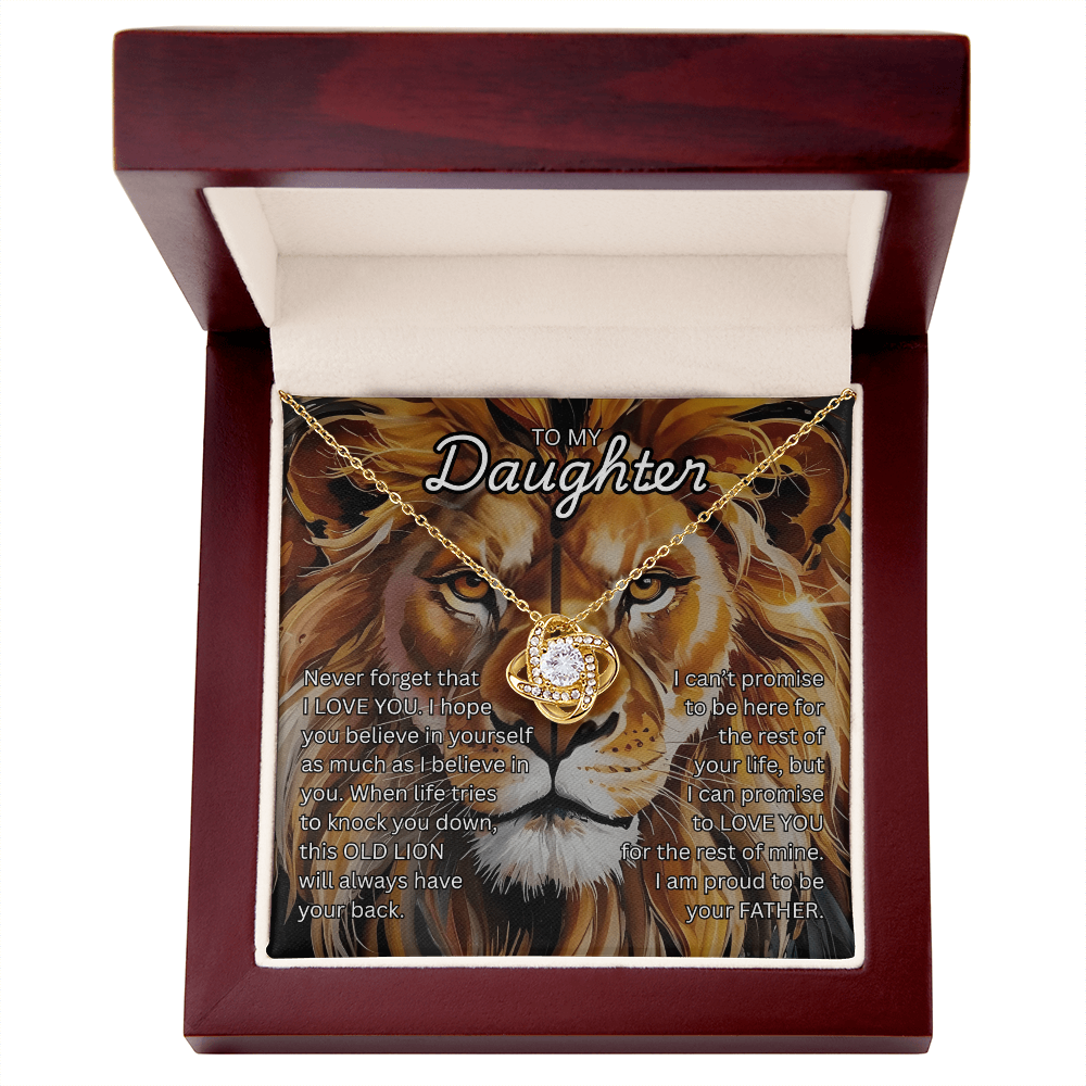 Beautiful Gift for Daughter from Dad "This Old Lion" Love Knot Necklace