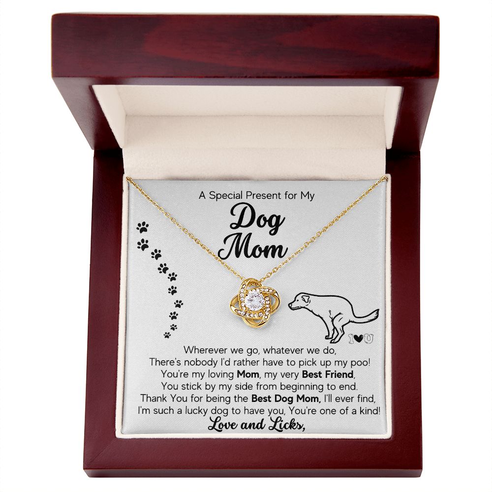 Gift for Dog Mom- Pick Up My POO ! - Love Knot Necklace