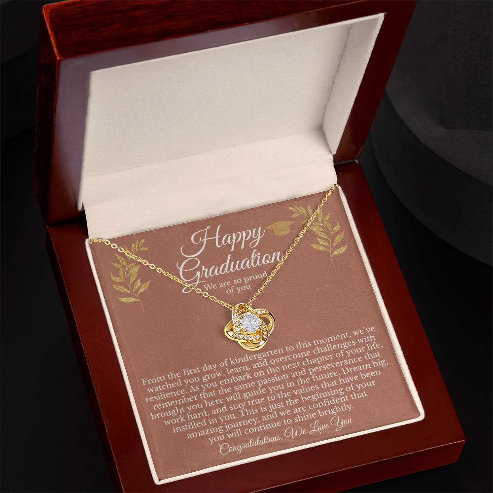Happy Graduation Gift for Her – Love Knot Necklace With Heartfelt Message Card