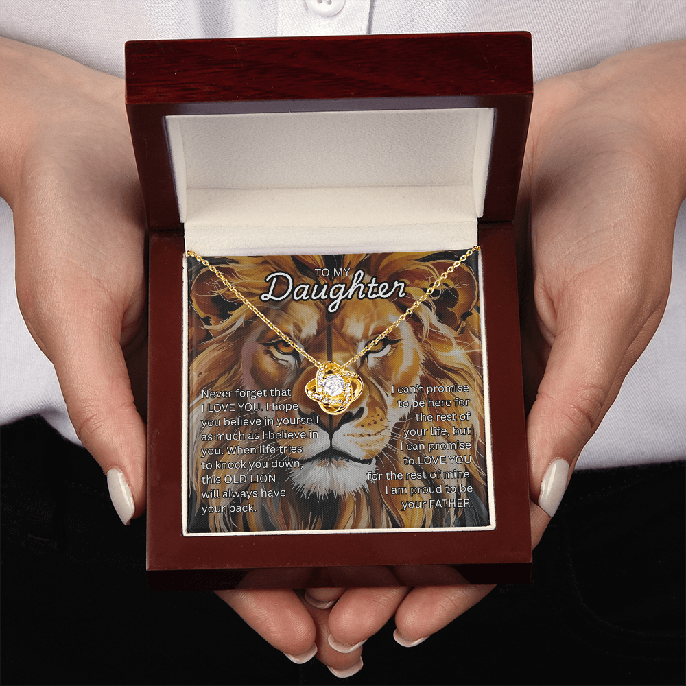 Beautiful Gift for Daughter from Dad "This Old Lion" Love Knot Necklace