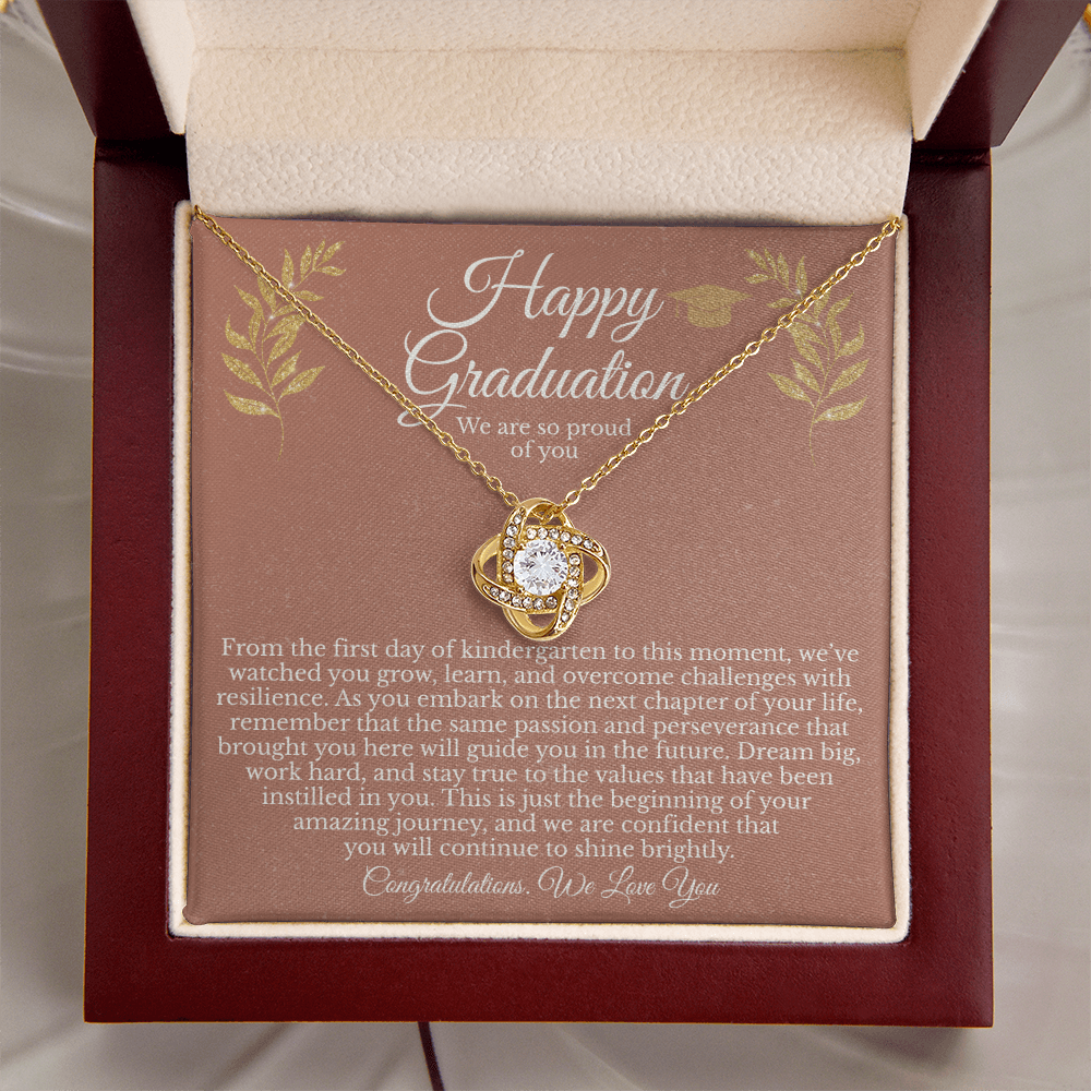 Happy Graduation Gift for Her – Love Knot Necklace With Heartfelt Message Card