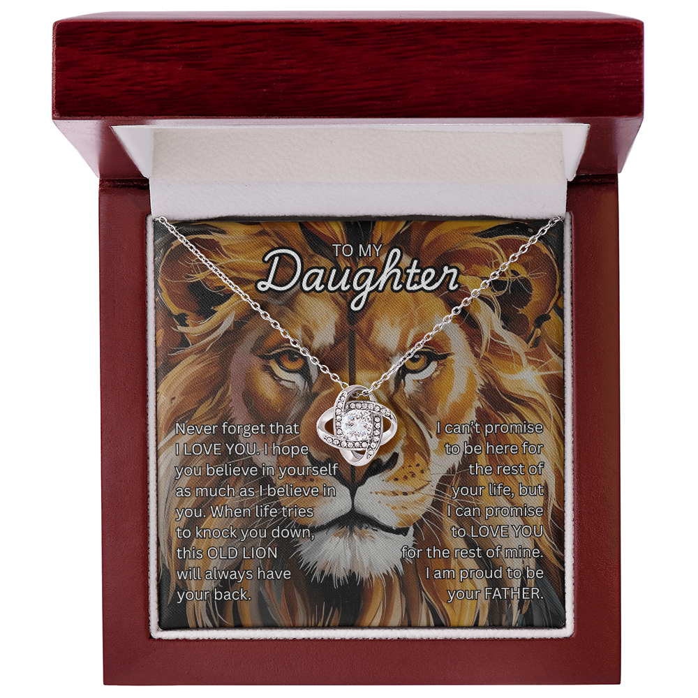 Beautiful Gift for Daughter from Dad "This Old Lion" Love Knot Necklace