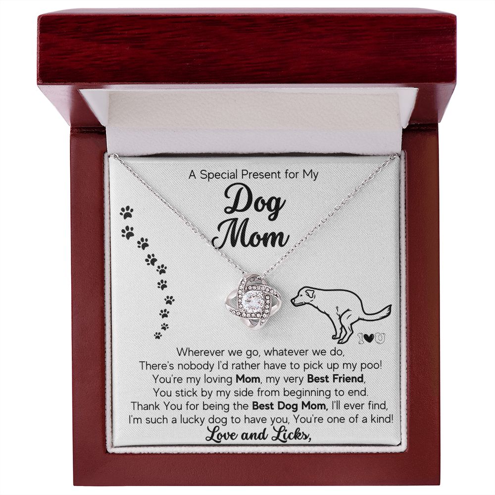 Gift for Dog Mom- Pick Up My POO ! - Love Knot Necklace
