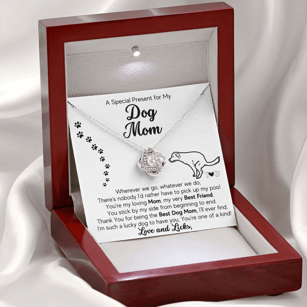 Gift for Dog Mom- Pick Up My POO ! - Love Knot Necklace
