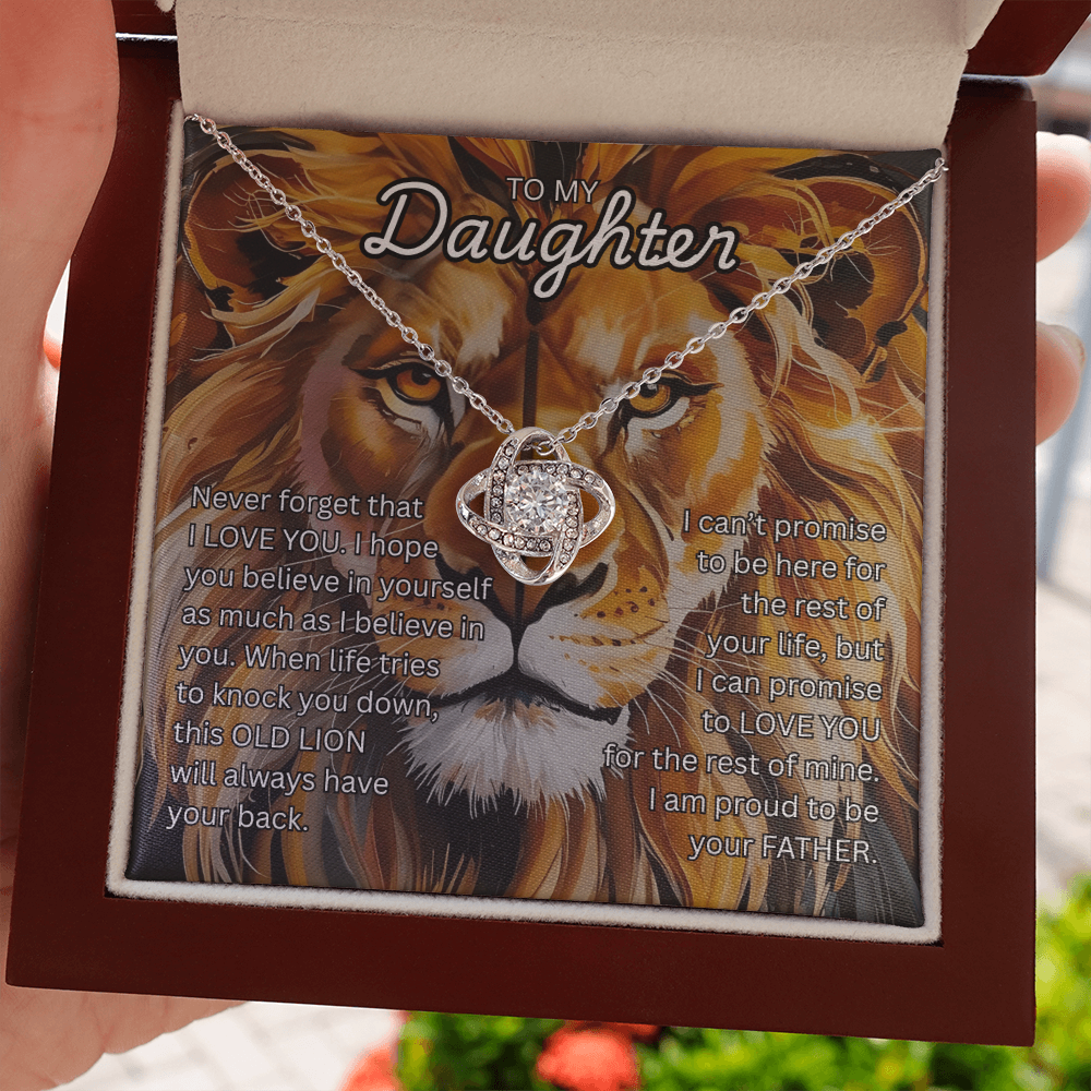 Beautiful Gift for Daughter from Dad "This Old Lion" Love Knot Necklace