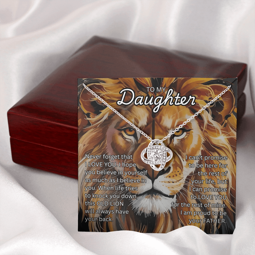 Beautiful Gift for Daughter from Dad "This Old Lion" Love Knot Necklace