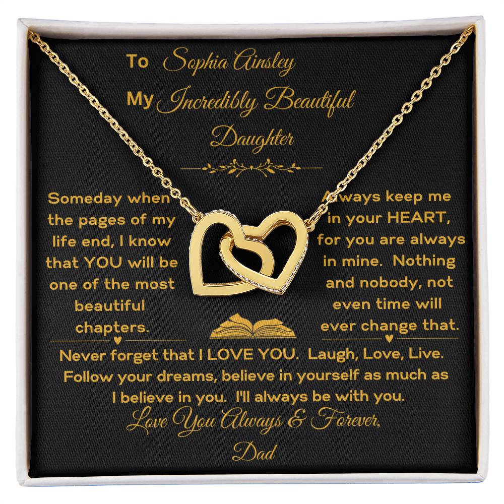 Daughter- Granddaughter Personalized Keep Me in Your Heart Interlocking Hearts Necklace