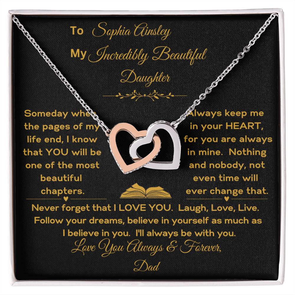 Daughter- Granddaughter Personalized Keep Me in Your Heart Interlocking Hearts Necklace