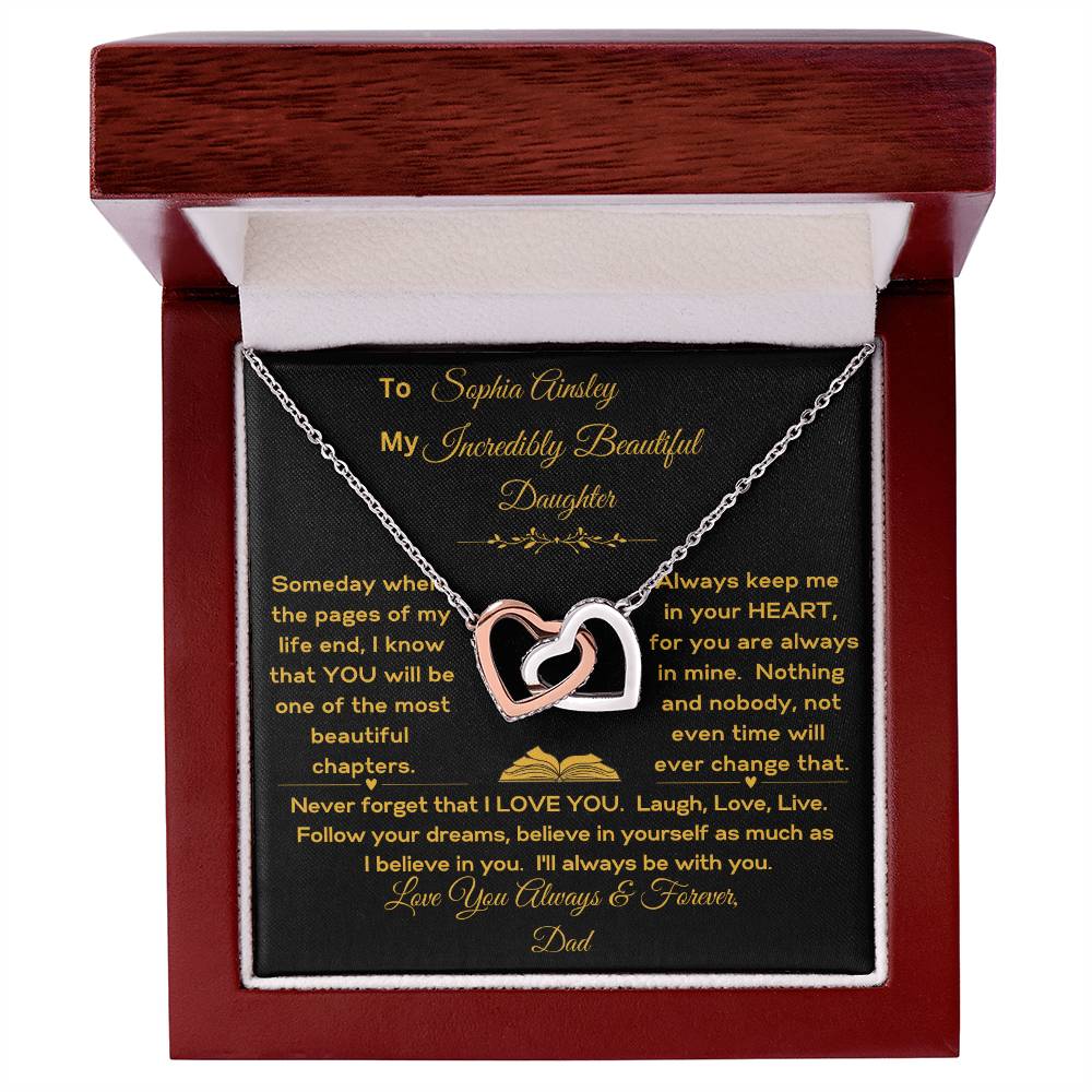 Daughter- Granddaughter Personalized Keep Me in Your Heart Interlocking Hearts Necklace