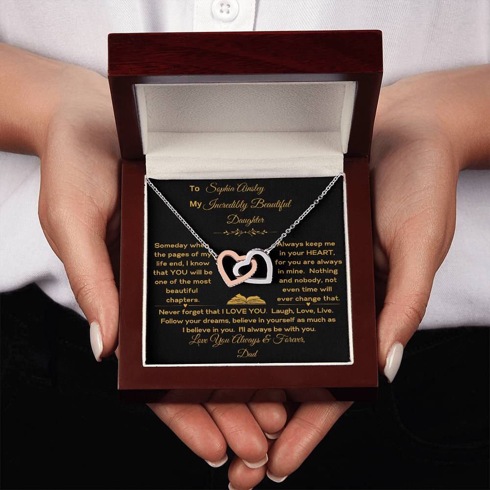Daughter- Granddaughter Personalized Keep Me in Your Heart Interlocking Hearts Necklace