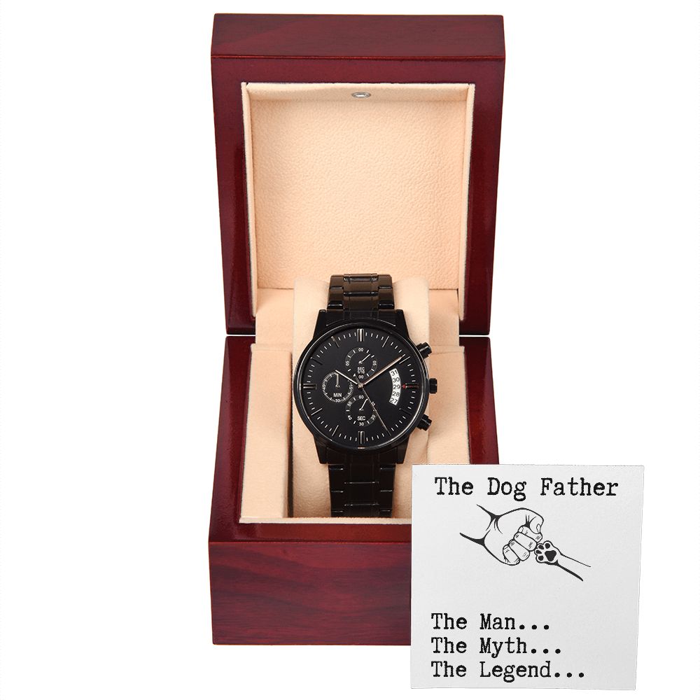 Gift For Dog Father-The Man, The Myth, The Legend-Black Chronograph Watch