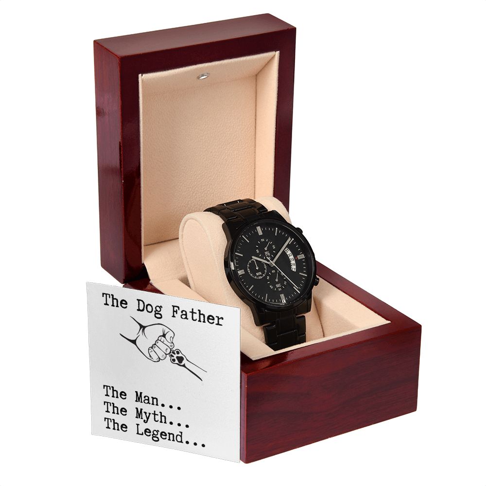 Gift For Dog Father-The Man, The Myth, The Legend-Black Chronograph Watch