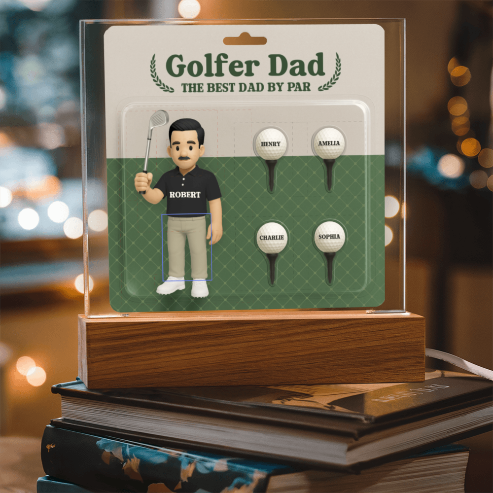 "Best Dad By Par" Personalized Golfer Acrylic Plaque with Kids' Names – Custom Father's Day Gift for Golf-Loving Dads