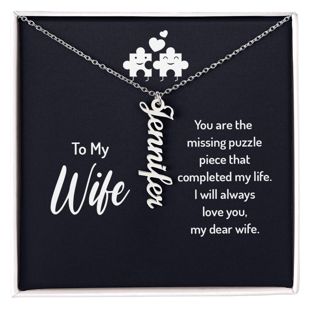 Husband And Wife -Personalized-Dual Vertical Name Necklace