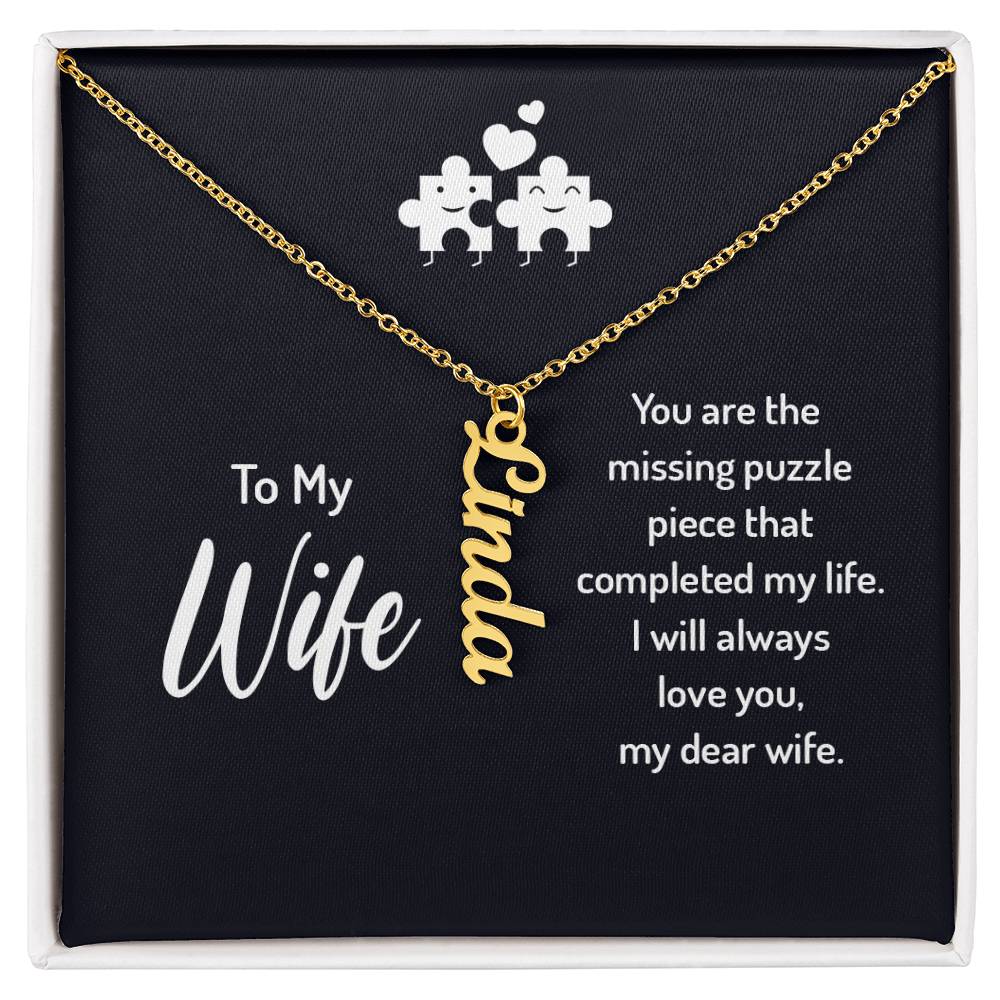 Husband And Wife -Personalized-Dual Vertical Name Necklace