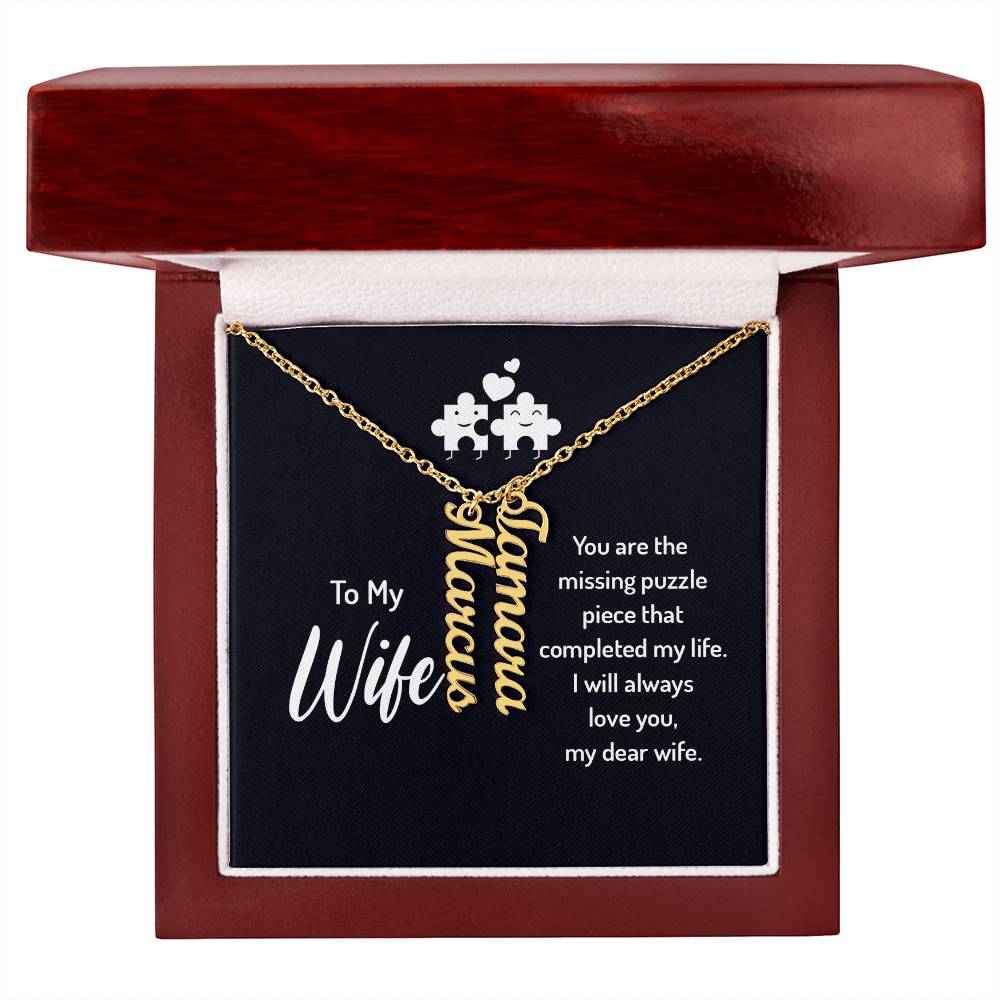 Husband And Wife -Personalized-Dual Vertical Name Necklace