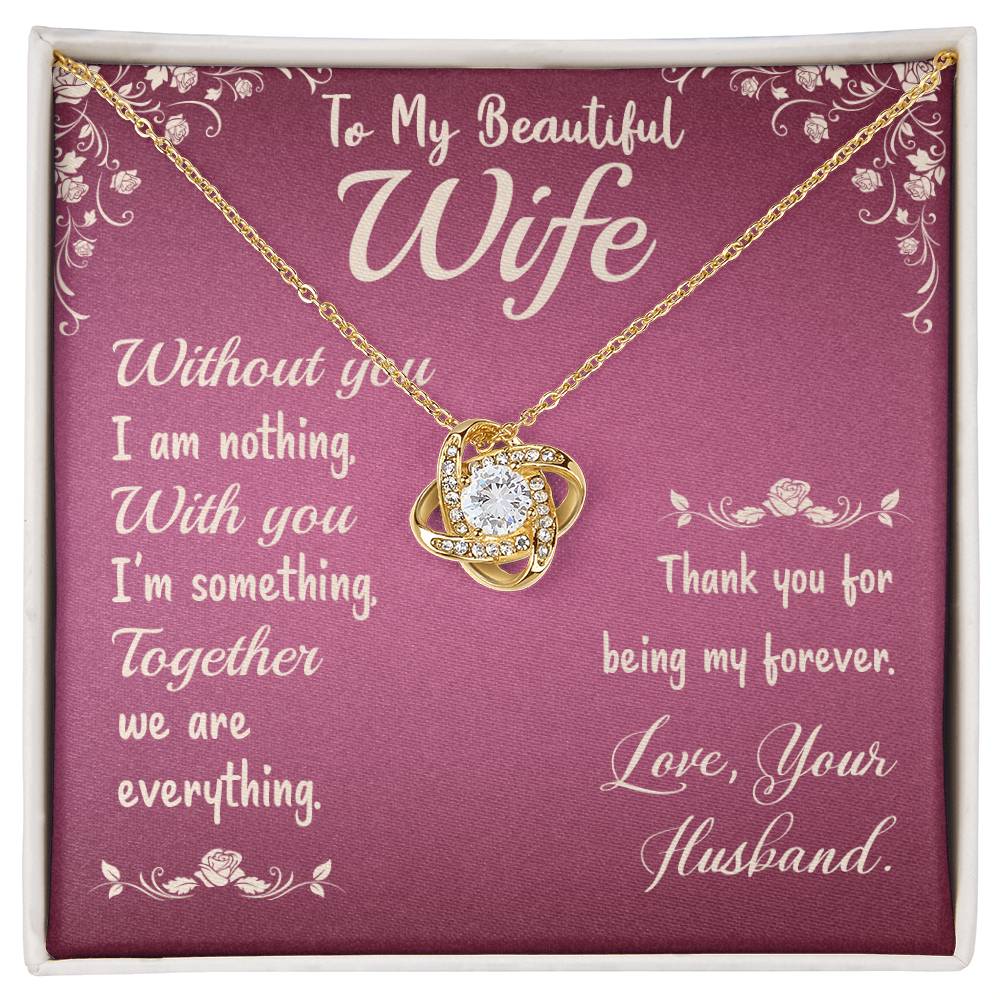 Beautiful Wife- Together-Love Knot Necklace Sweet Devotion Flower Gift Set