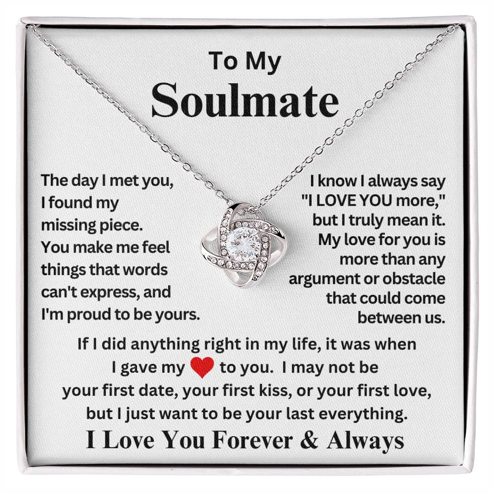 To My Soulmate -Gave My Heart To You- Love Knot Necklace and Sweetest Devotion Bouquet Gift Set