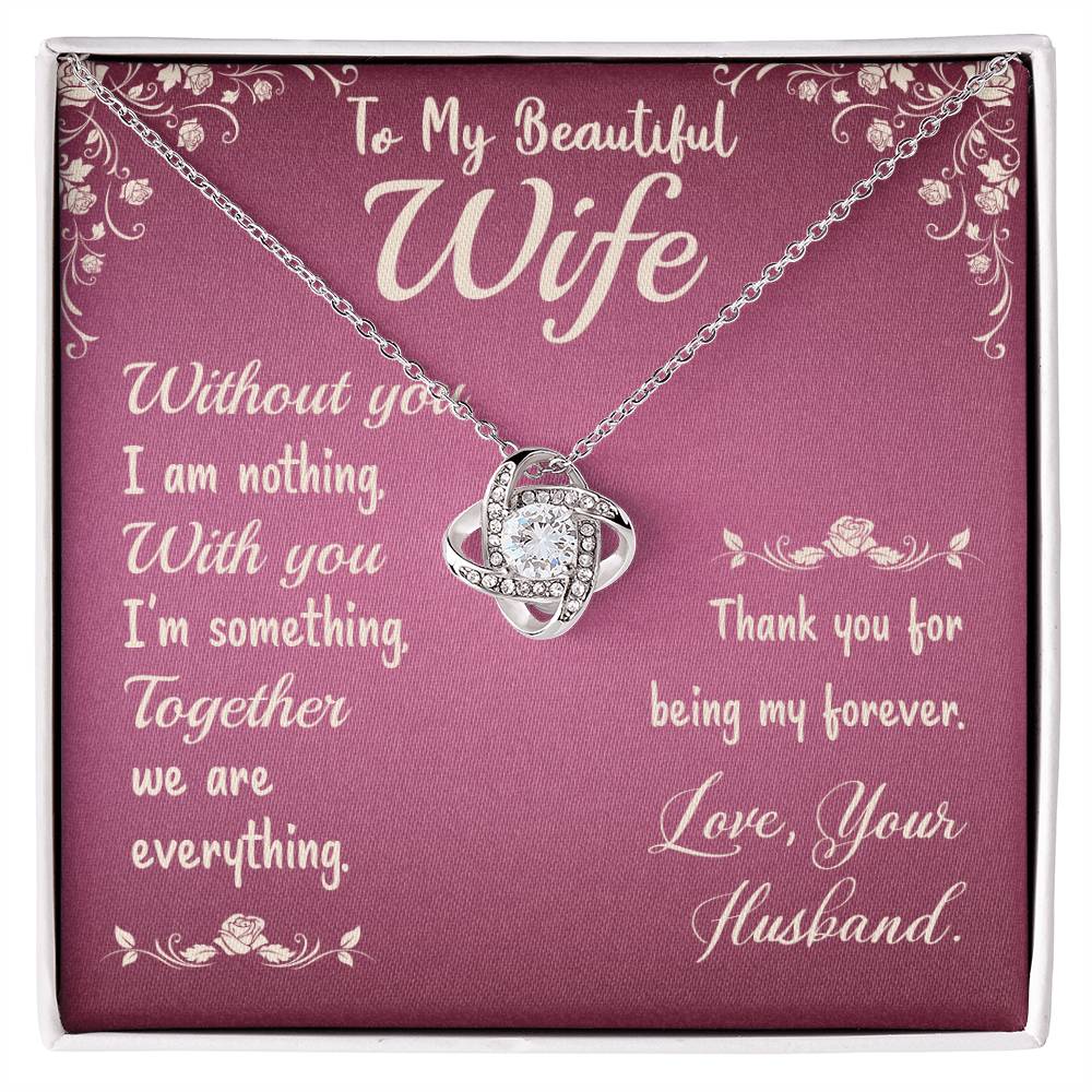 Beautiful Wife- Together-Love Knot Necklace Sweet Devotion Flower Gift Set