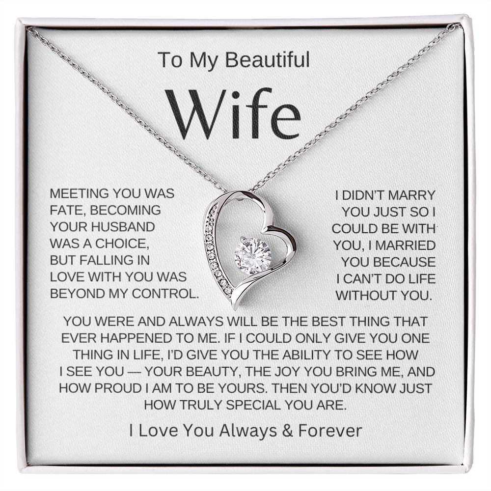BEAUTIFUL WIFE - To My Wife | Heart Necklace |- MELT HER HEART. VALENTINES DAY, BIRTHDAYS, ANNIVERSARY ETC.