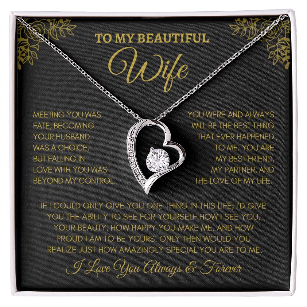 Beautiful Wife - Forever Love Necklace - Meeting you was fate . Anniversary, Birthday, Valentines, etc. FREE SHIPPING 50% OFF