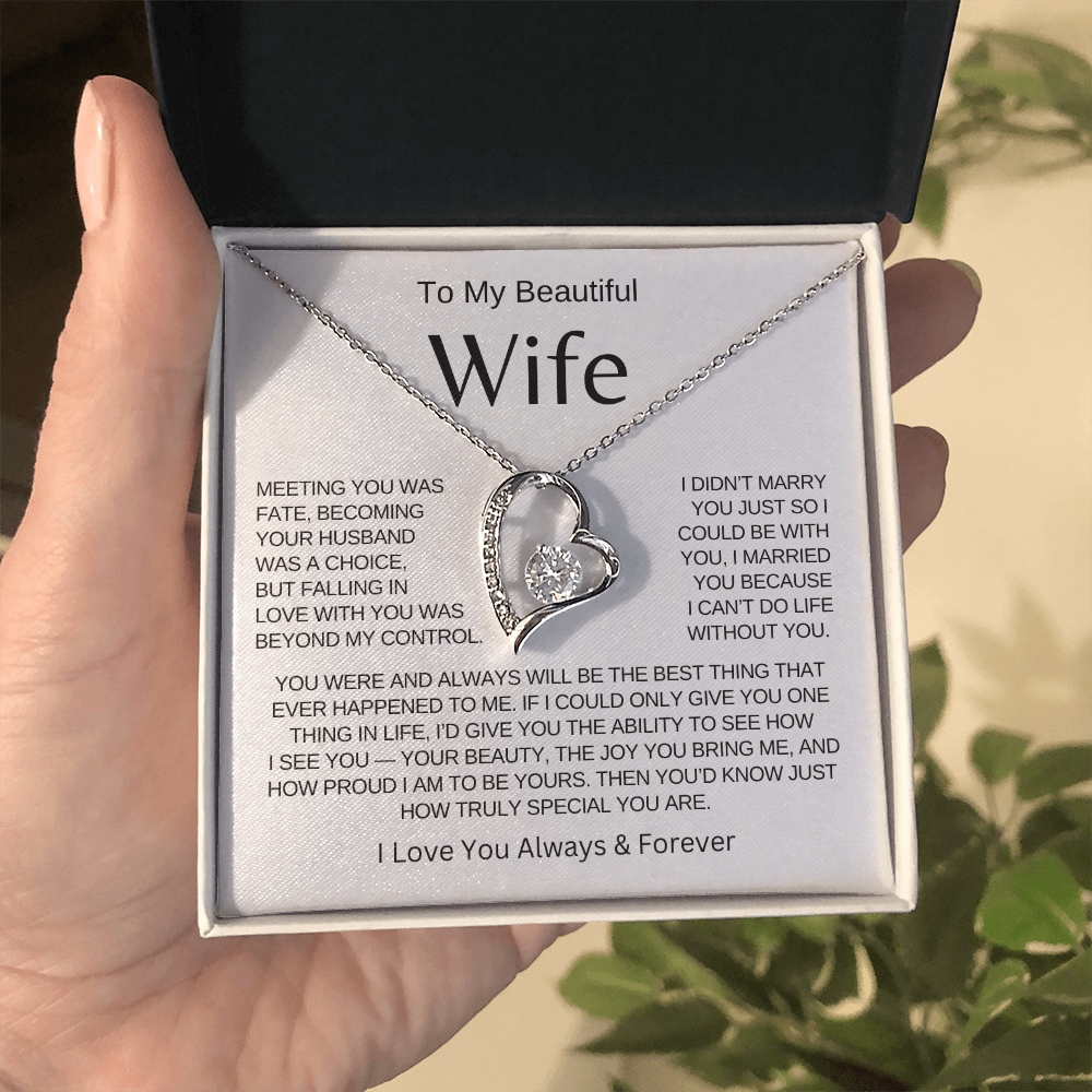 BEAUTIFUL WIFE - To My Wife | Heart Necklace |- MELT HER HEART. VALENTINES DAY, BIRTHDAYS, ANNIVERSARY ETC.