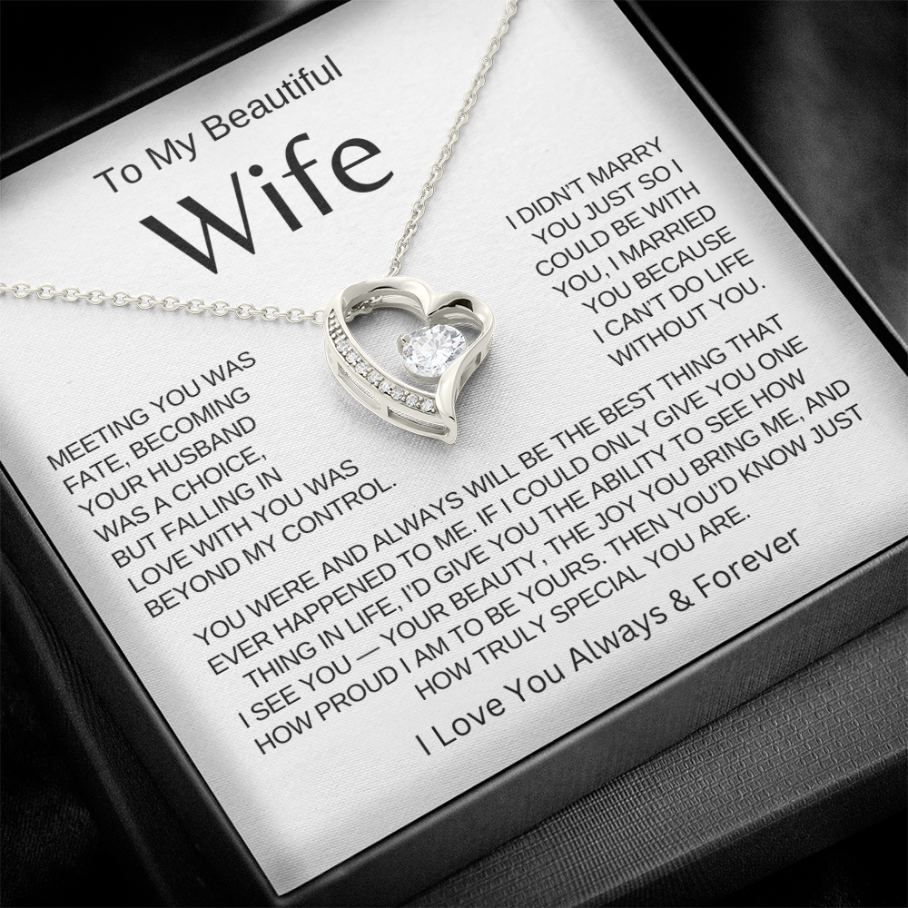 BEAUTIFUL WIFE - To My Wife | Heart Necklace |- MELT HER HEART. VALENTINES DAY, BIRTHDAYS, ANNIVERSARY ETC.