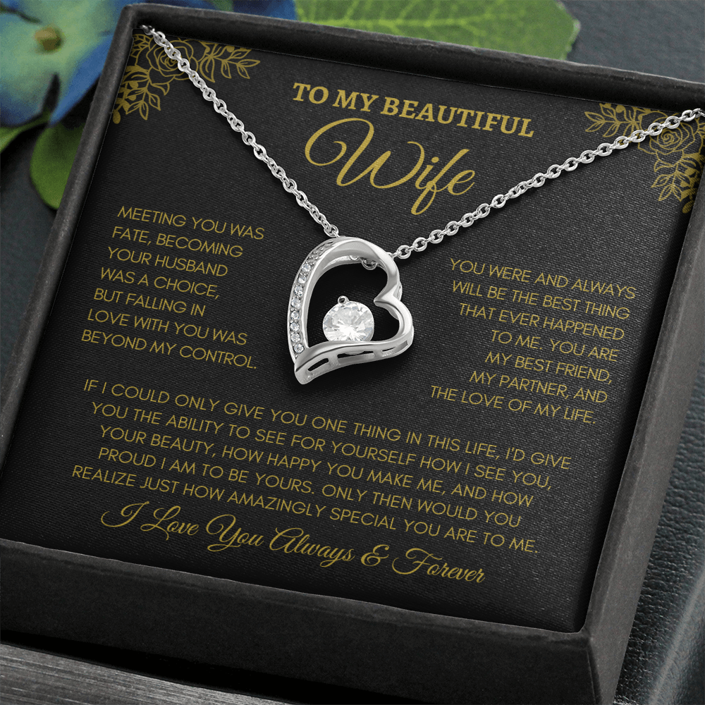 Beautiful Wife - Forever Love Necklace - Meeting you was fate . Anniversary, Birthday, Valentines, etc. FREE SHIPPING 50% OFF
