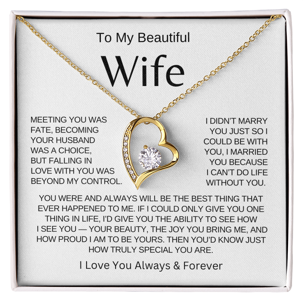 BEAUTIFUL WIFE - To My Wife | Heart Necklace |- MELT HER HEART. VALENTINES DAY, BIRTHDAYS, ANNIVERSARY ETC.