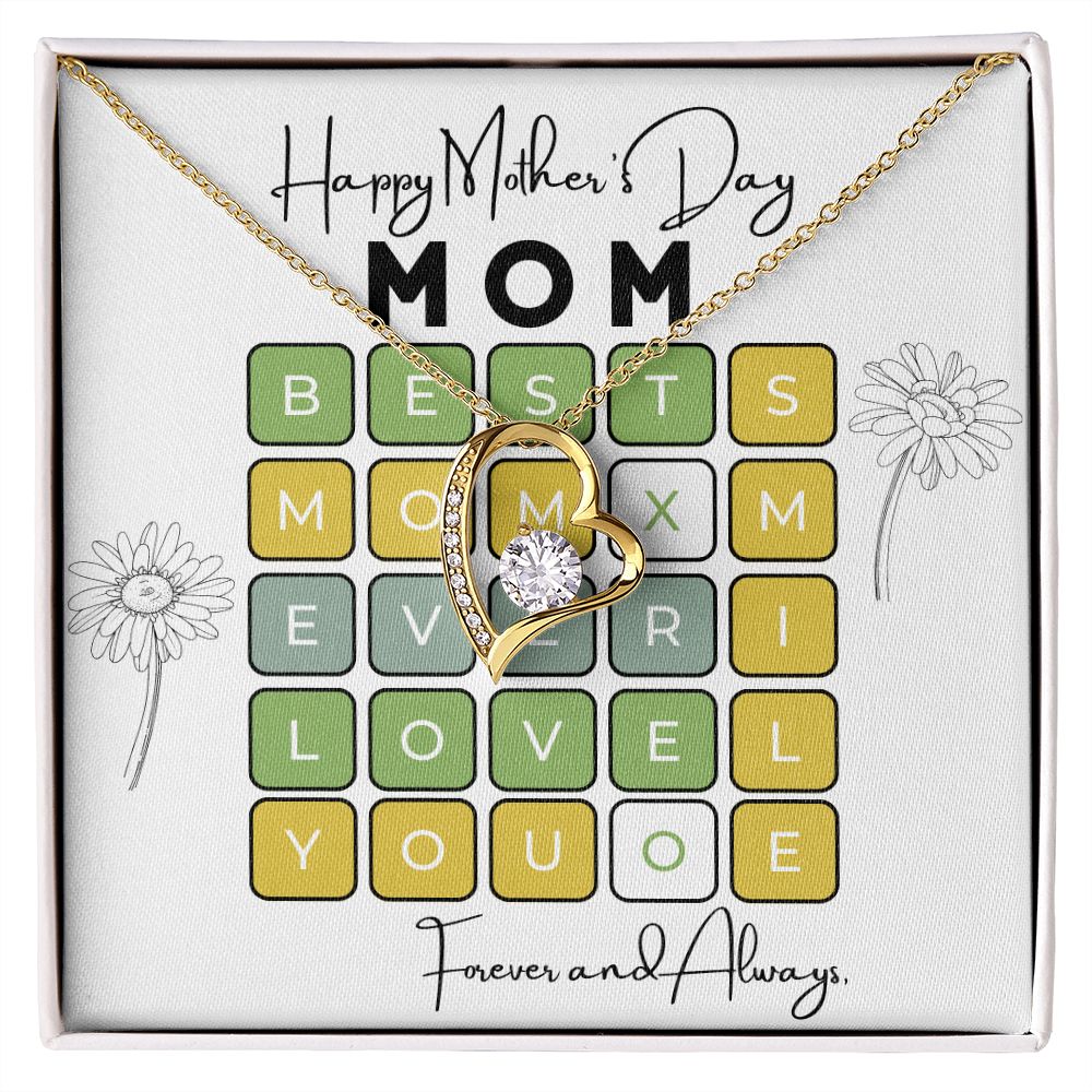 Gift For Mom - Mother's Day-Best Mom Word Find PUZZLE- Heart Necklace