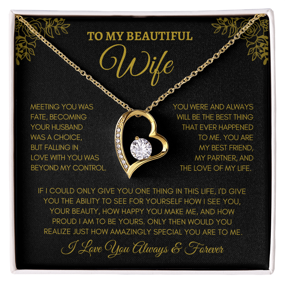 Beautiful Wife - Forever Love Necklace - Meeting you was fate . Anniversary, Birthday, Valentines, etc. FREE SHIPPING 50% OFF