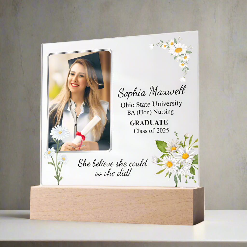 Personalized Graduation Gift For Her | Custom Photo Gift for Daughter | LED Acrylic Plaque