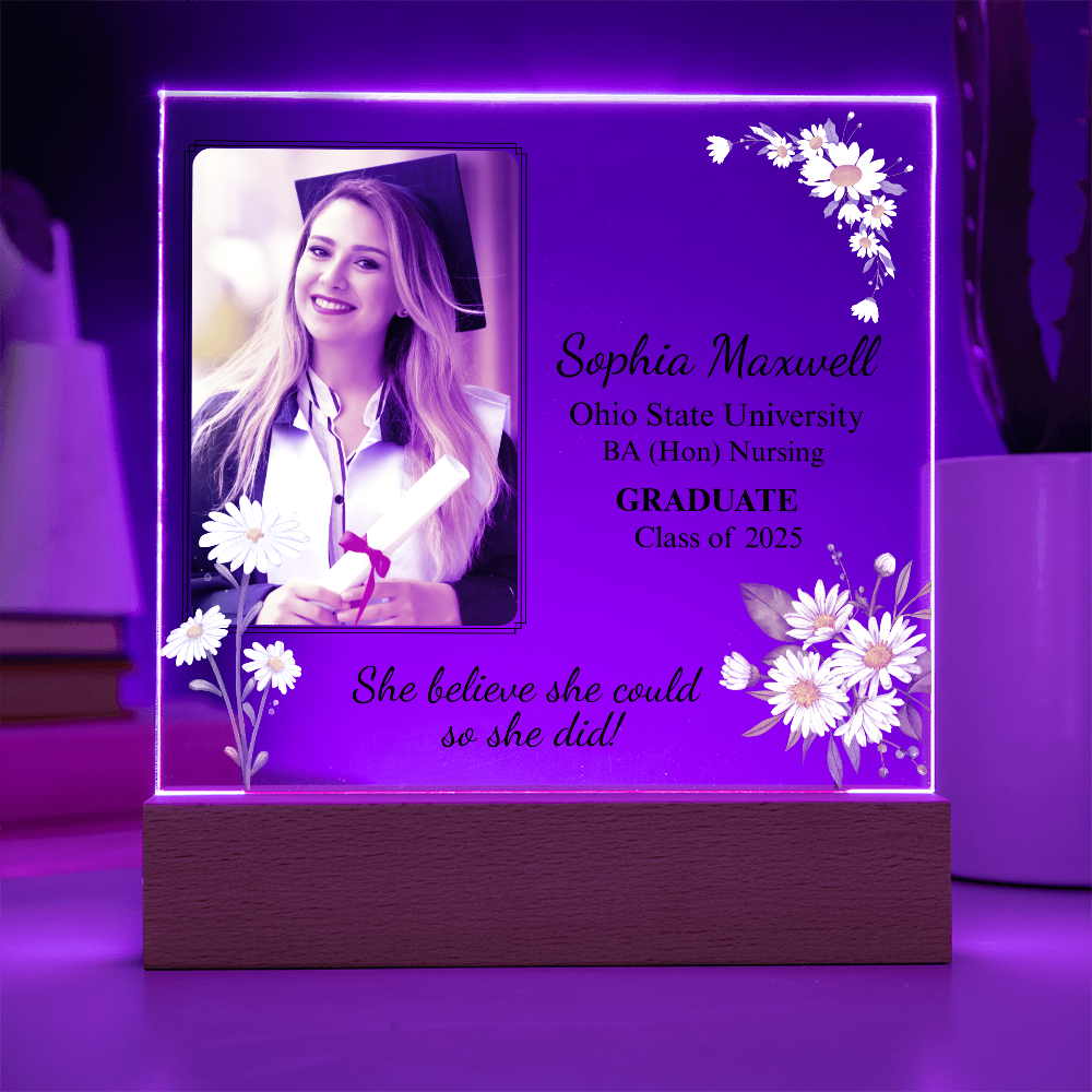 Personalized Graduation Gift For Her | Custom Photo Gift for Daughter | LED Acrylic Plaque