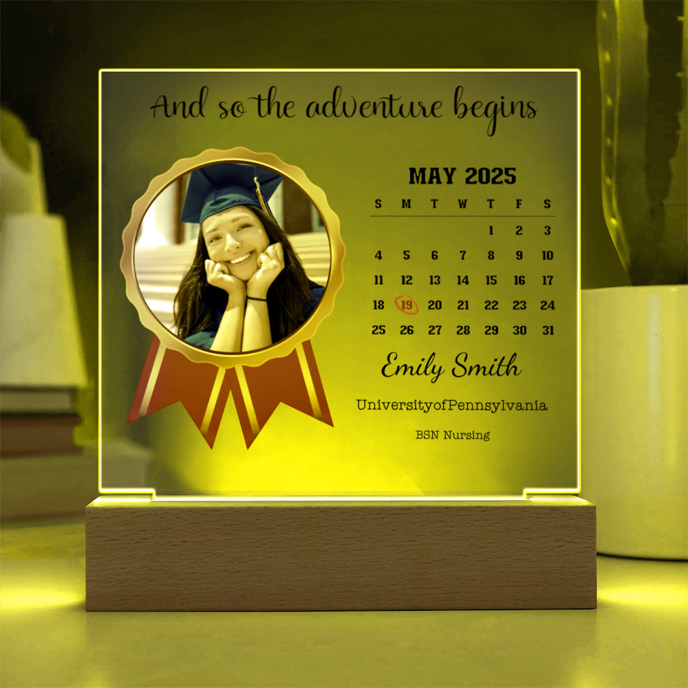Graduation Gift For Her - Personalized Photo LED Light Acrylic Square Plaque