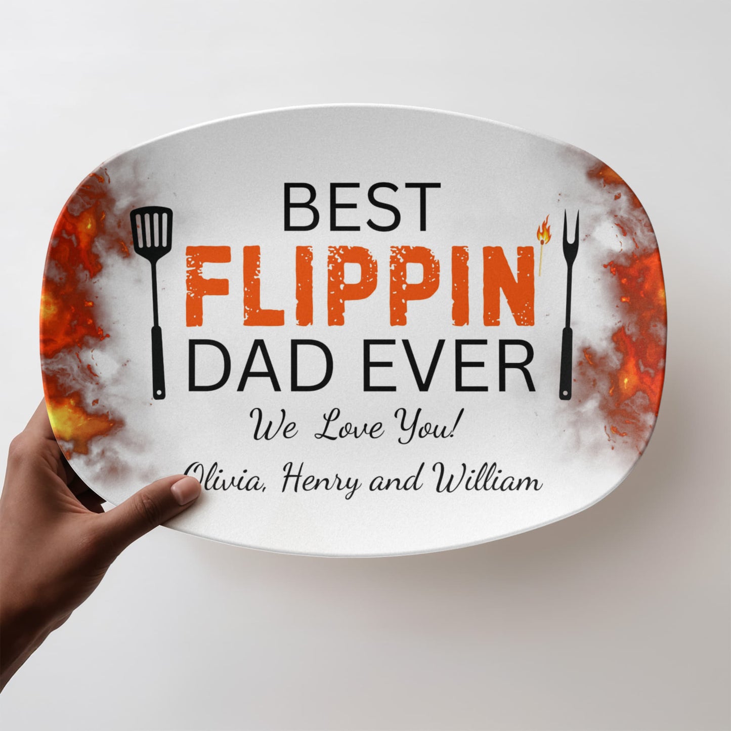 Personalized Platter Gift "Best Flippin' Dad Ever" Grill- Gift for Father's Day Birthday Him 10”x14” Platter