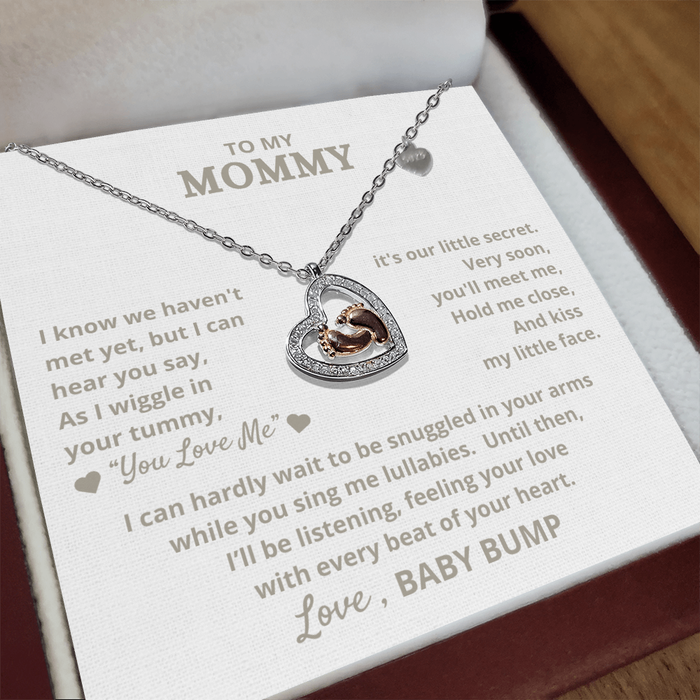 "Mommy To Be"| You Love Me| Baby Feet Heart-shaped Necklace Gift for Pregnant Mothers