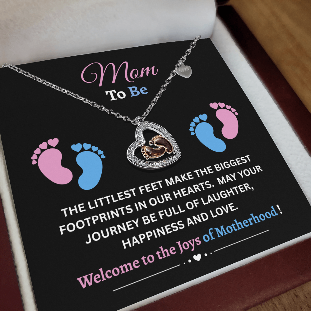 "Mom To Be"| Joys of Motherhood| Baby Feet Heart-shaped Necklace Gift for Pregnant Mothers