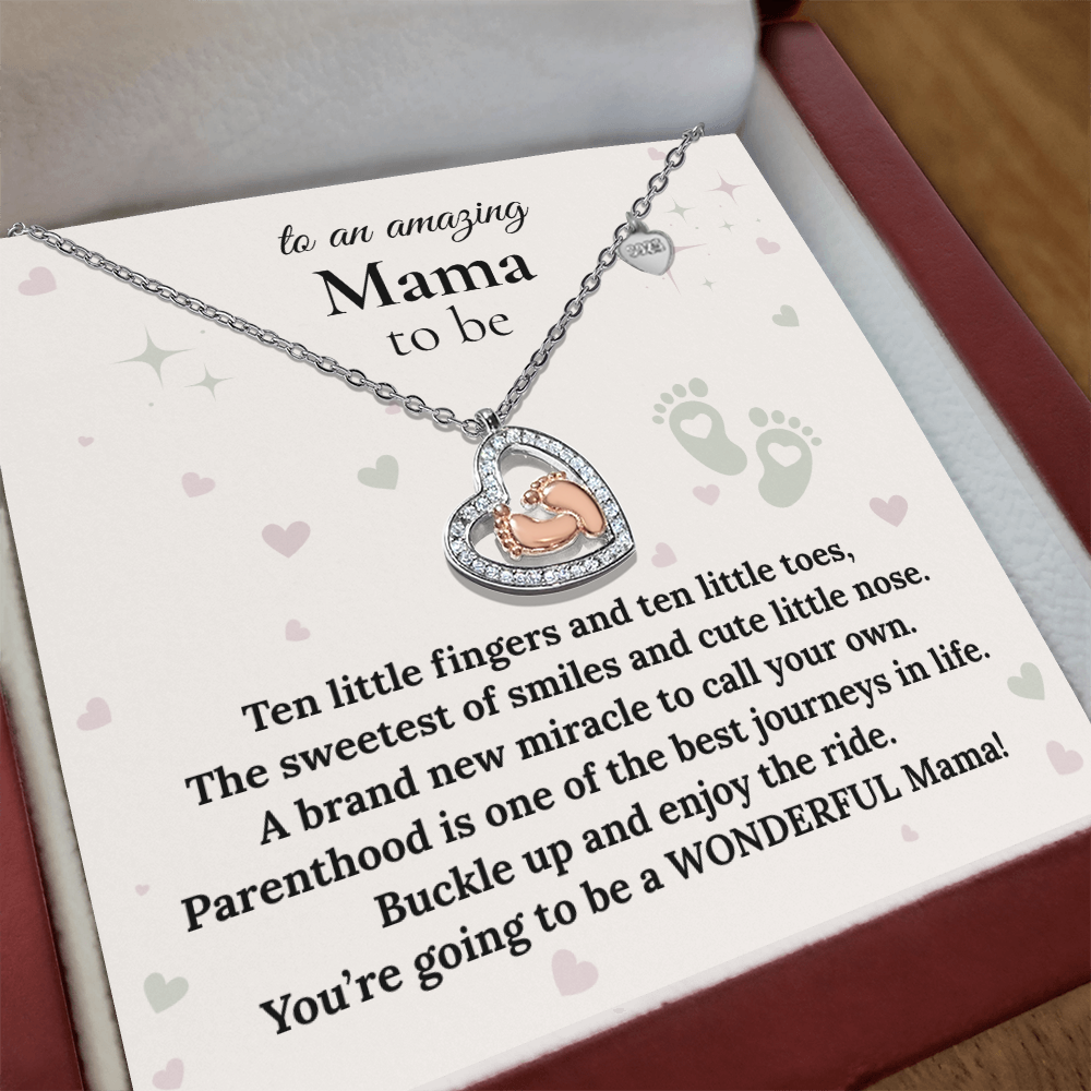 "Mama to be"| Sweetest of Smiles| Baby Feet Heart-shaped Necklace Gift for Pregnant Mothers