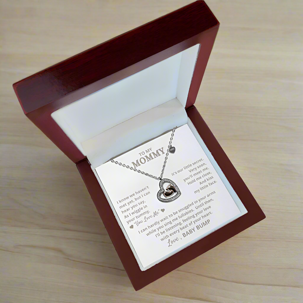 "Mommy To Be"| You Love Me| Baby Feet Heart-shaped Necklace Gift for Pregnant Mothers