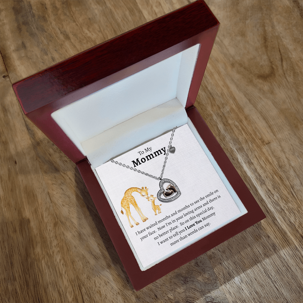 To My Mommy| I Love You| Baby Feet Heart-shaped Necklace Gift for New Mothers