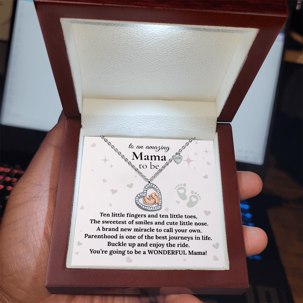 "Mama to be"| Sweetest of Smiles| Baby Feet Heart-shaped Necklace Gift for Pregnant Mothers