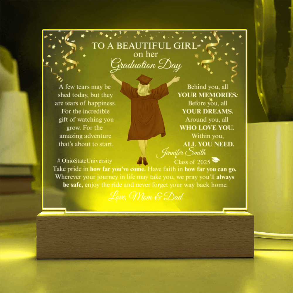 Graduation Gifts For Her - Family Personalized Custom Shaped LED Light- Acrylic Plaque
