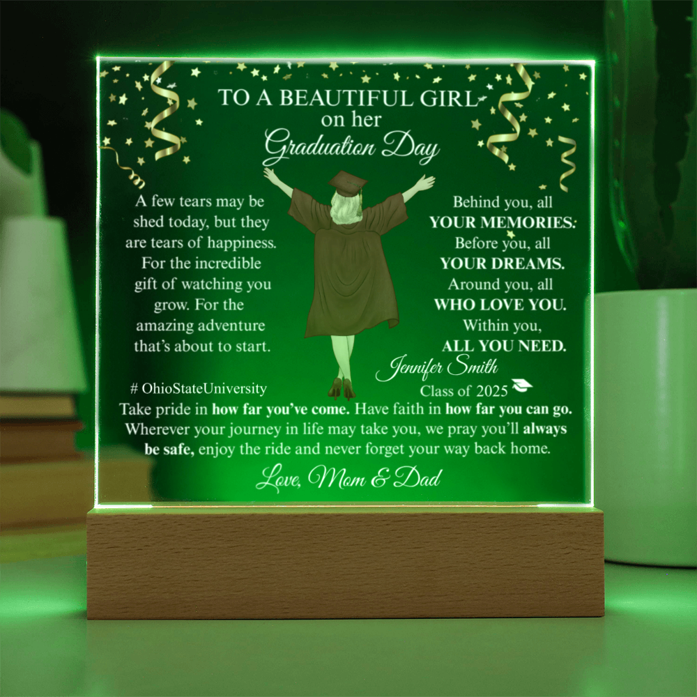 Graduation Gifts For Her - Family Personalized Custom Shaped LED Light- Acrylic Plaque