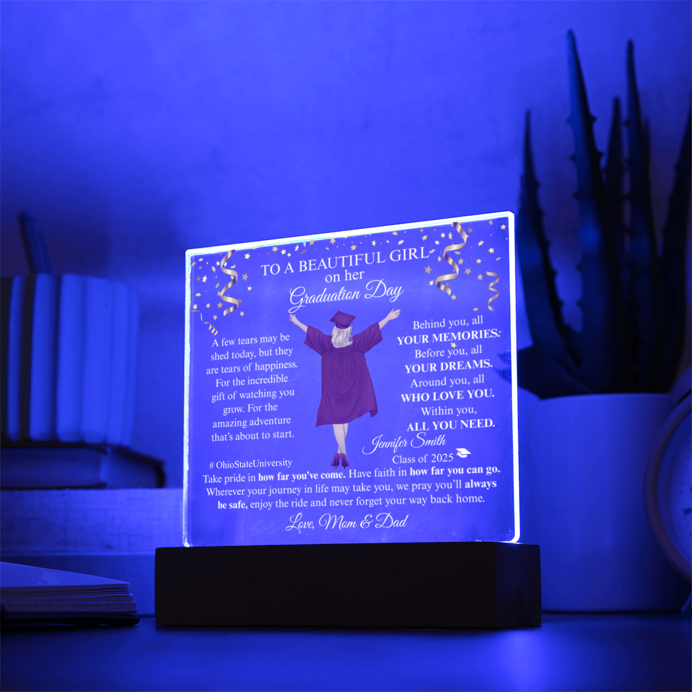 Graduation Gifts For Her - Family Personalized Custom Shaped LED Light- Acrylic Plaque