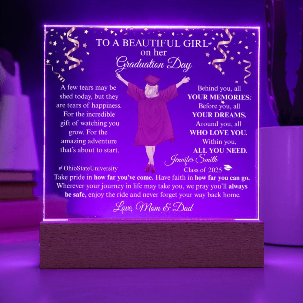 Graduation Gifts For Her - Family Personalized Custom Shaped LED Light- Acrylic Plaque